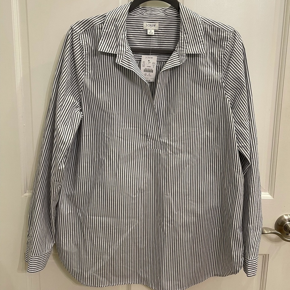 J. Crew Black and White Striped Blouse